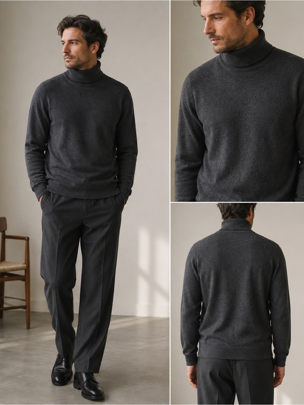 Joseph & Lyman 100% Cashmere Turtleneck Sweater XL Gray Soft Luxury Knit